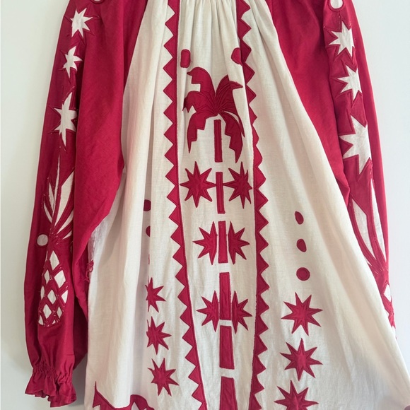 Farm Rio Red Tropical Cutwork Mini Dress - Picture 6 of 9